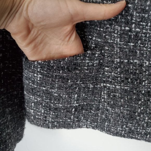 Vintage Women's Wool Blazer Jacket Zip Up Woven Knit Grey White Tweed JONES NY - Picture 7 of 10